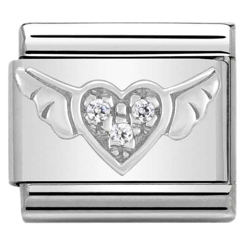 Nomination Composable Classic SYMBOLS CZ Charm | Stainless-steel | Silver | Flying Heart with CZ
