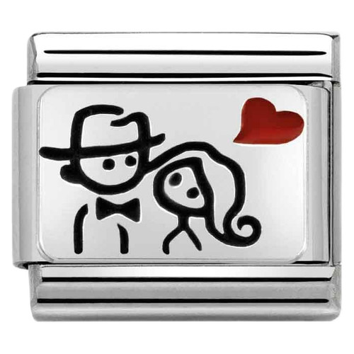 Nomination Composable Classic OXIDIZED PLATES Charm | Silver | Couple with Heart