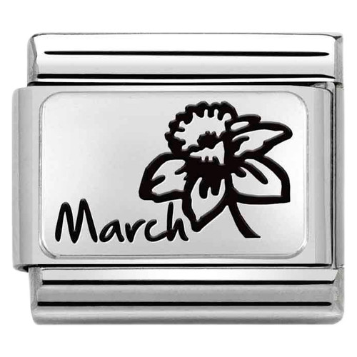 Nomination Composable Classic MONTH FLOWER PLATES Charm | Stainless-steel | Silver | March
