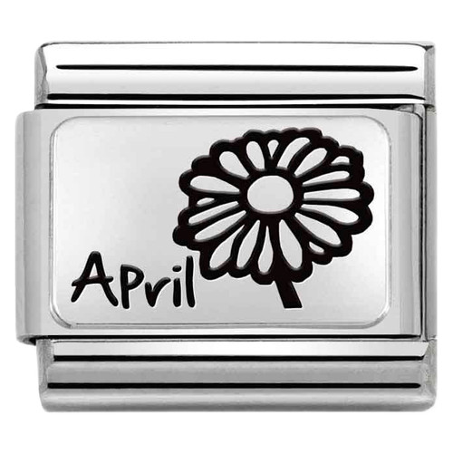 Nomination Composable Classic MONTH FLOWER PLATES Charm | Stainless-steel | Silver | April