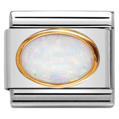 Nomination Composable Classic STONES Charm | Stainless-steel | 18k Gold | White Opal