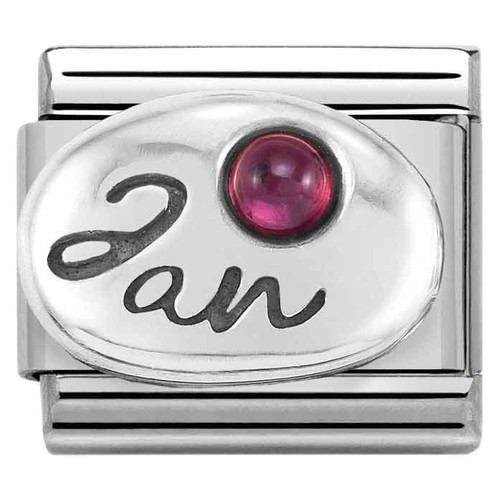 Nomination Composable Classic BIRTHSTONES Charm | Stainless-steel | Silver | Garnet | January