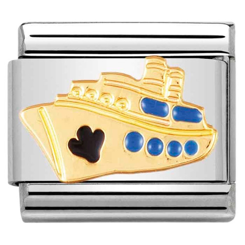 Nomination Composable Classic TRAVEL Charm | Stainless-steel | 18k Gold | Cruise Ship