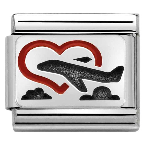 Nomination Composable Classic OXIDIZED PLATES Charm | Silver | Heart with Plane
