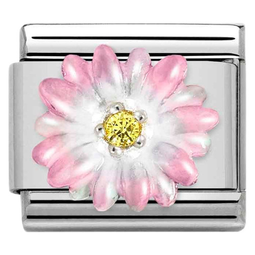 Nomination Composable Classic SYMBOLS CZ Charm | Stainless-steel | Silver | Pink Flower