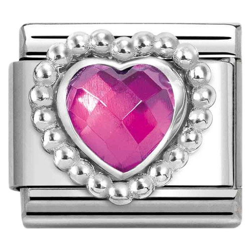 Nomination Composable Classic HEARTS STONES Charm | Stainless-steel | Silver | Heart-Shaped Stone
