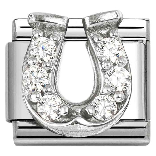 Nomination Composable Classic SYMBOLS CZ Charm | Stainless-steel | Silver | White Horseshoe