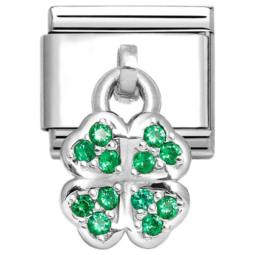 Nomination Composable Classic Charm | Stainless-steel | Silver | Green Four-Leaf Clover