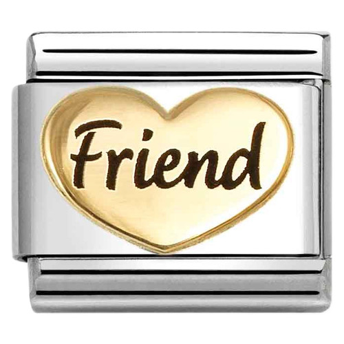 Nomination Composable Classic PLATES Charm | Stainless-steel | 18k Gold | Heart Plate FRIEND
