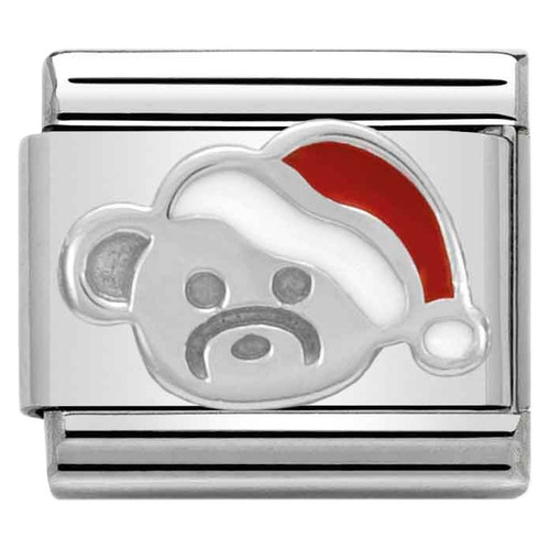Nomination Composable Christmas SYMBOLS Charm | Stainless-steel | Silver | Bear with Hat