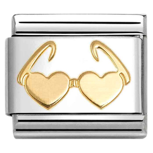 Nomination Composable Classic SYMBOLS Charm | Stainless-steel | 18k Gold | Heart Sunglasses