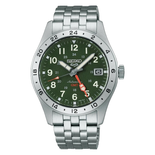 Seiko 5 Sports Field GMT Bracelet Watch | 39.4mm | Automatic | Green