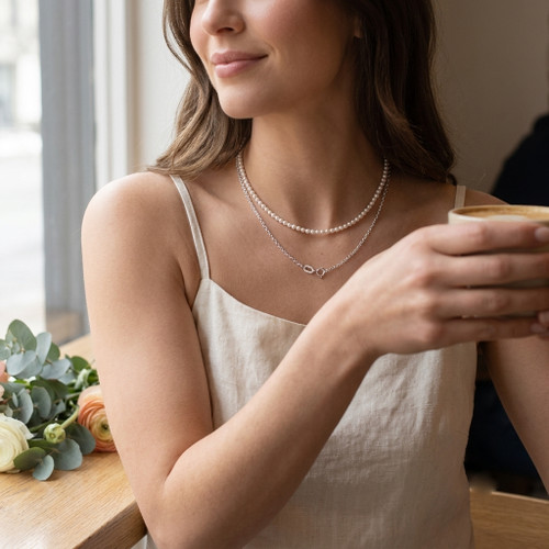9ct White Gold | Concertina Trace Gauge Pendant Chain | 1.0mm | JCN029C-18