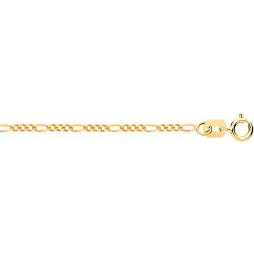 9ct Yellow Dia Cut Figaro Chain 2.4mm