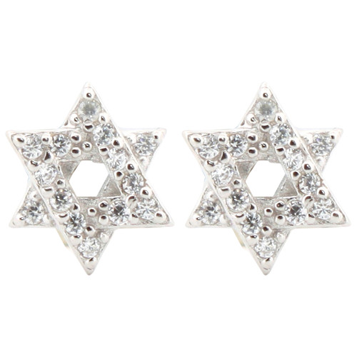 925 Silver Rhodium CZ Set Star of David Studs