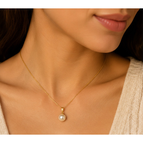 9ct Yellow Gold Cultured Pearl Drop Pendant | JPD543