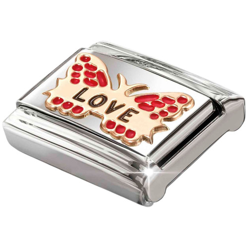 Nomination Composable Classic Charm | 9k Rose Gold | Red Butterfly Love
