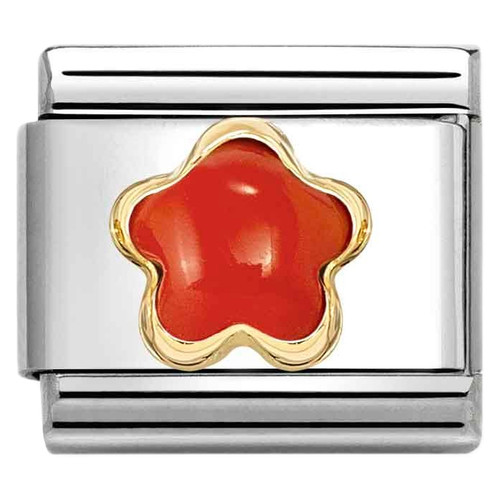 Nomination Composable Classic Charm | 18k Gold | Flower Stone | Red Coral