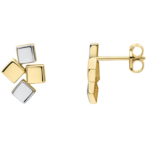 9ct Yellow Gold 'Building Block' Stud Earrings