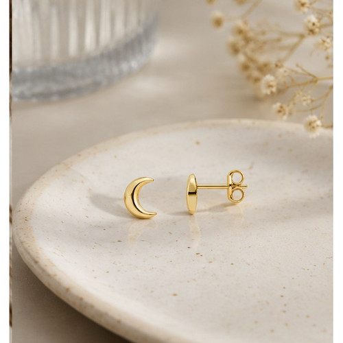 9ct Yellow Gold Polished Crescent Stud Earrings