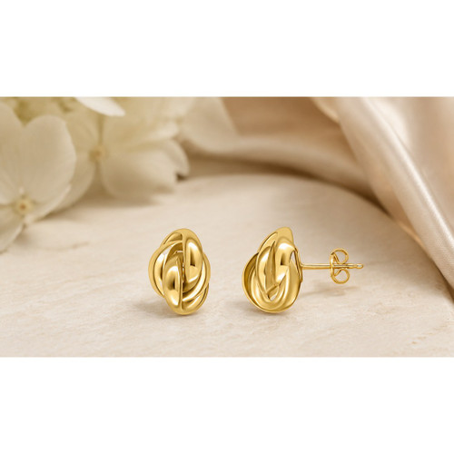 9ct Yellow Gold Polished Finish Oval Fancy Knot Stud Earrings