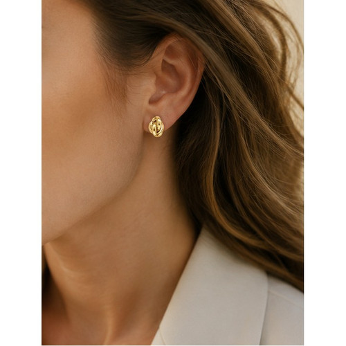 9ct Yellow Gold Polished Finish Oval Fancy Knot Stud Earrings