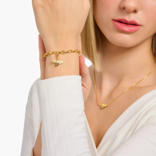 Thomas Sabo Bee Charm | 18ct Yellow Gold Plated | Cubic Zirconia