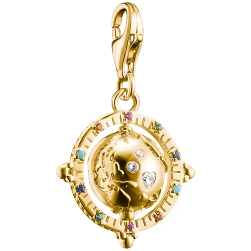 Thomas Sabo Multi Gem Spin Globe Charm | 18ct Yellow Gold Plated