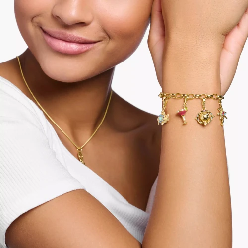Thomas Sabo Multi Gem Spin Globe Charm | 18ct Yellow Gold Plated