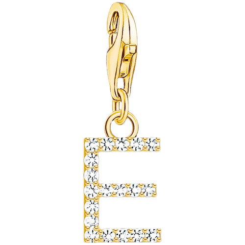 Thomas Sabo Letter E Charm | 18ct Yellow Gold Plated | Cubic Zirconia