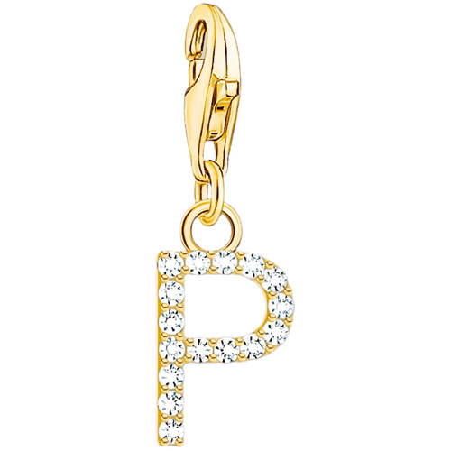 Thomas Sabo Letter P Charm | 18ct Yellow Gold Plated | Cubic Zirconia