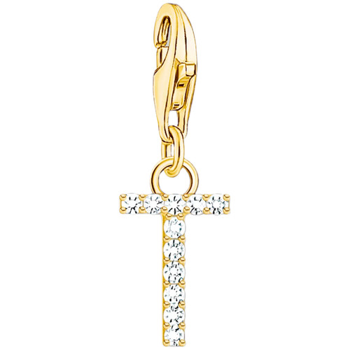 Thomas Sabo Letter T Charm | 18ct Yellow Gold Plated | Cubic Zirconia
