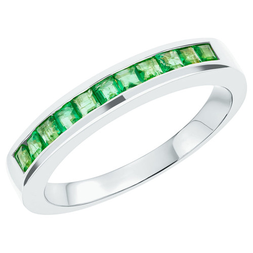 9ct White Gold Square Emerald 11st Channel Set 1/2 Eternity Ring