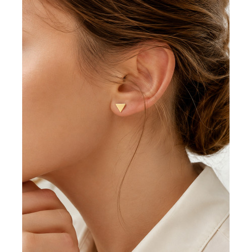 9ct Yellow Gold Triangular Stud Earrings