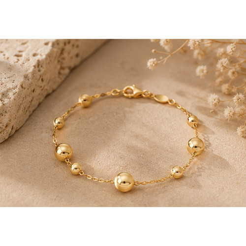 9ct Yellow Gold Chain and Polished Flat Discs Bracelet