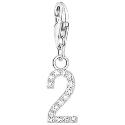 Thomas Sabo Number 2 Charm | Sterling Silver | Cubic Zirconia