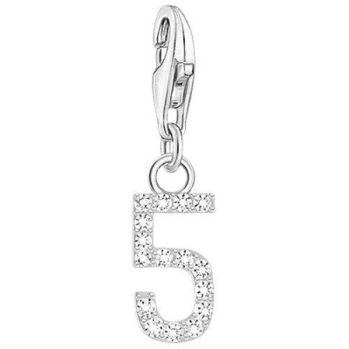 Thomas Sabo Number 5 Charm | Sterling Silver | Cubic Zirconia