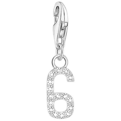 Thomas Sabo Number 6 Charm | Sterling Silver | Cubic Zirconia