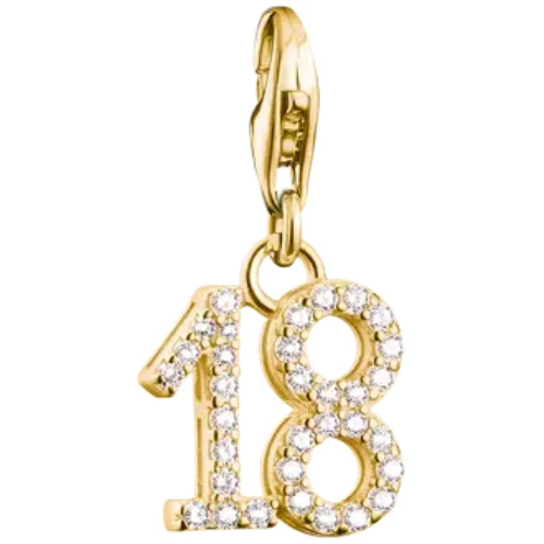 Thomas Sabo Number 18 Charm | 18ct Yellow Gold Plated | Cubic Zirconia