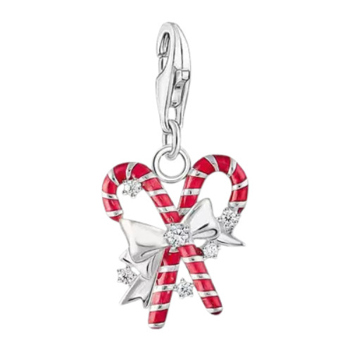 Thomas Sabo Enamel Candy Cane Charm | Sterling Silver