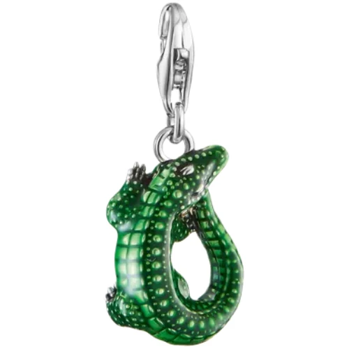Thomas Sabo Crocodile Green Enamel Charm | Sterling Silver