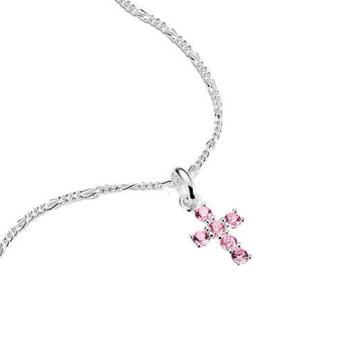 Thomas Sabo Pink Cross Connected Charm | Sterling Silver | Cubic Zirconia