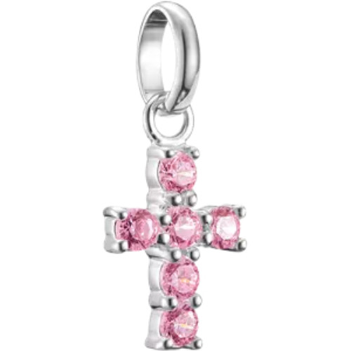 Thomas Sabo Pink Cross Connected Charm | Sterling Silver | Cubic Zirconia