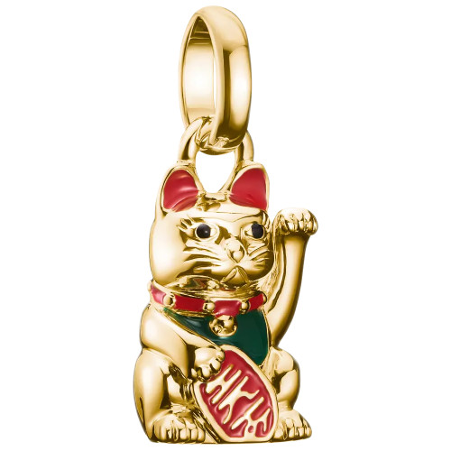 Thomas Sabo Waving Cat Connected Charm | 18ct Yellow Gold Plated