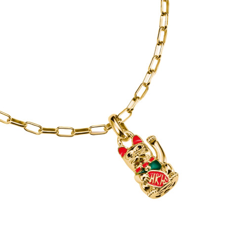 Thomas Sabo Waving Cat Connected Charm | 18ct Yellow Gold Plated