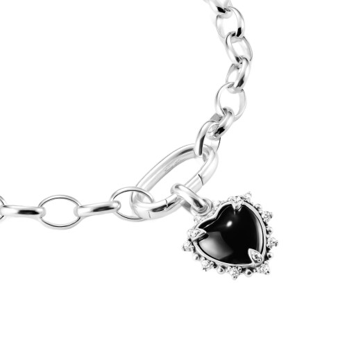Thomas Sabo Heart Connected Charm | Sterling Silver | Black