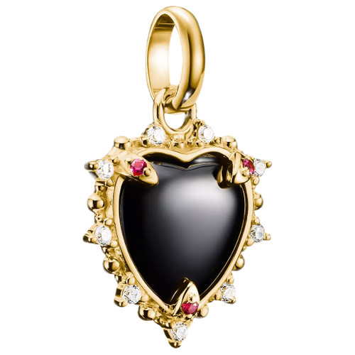 Thomas Sabo Heart Connected Charm | 18ct Yellow Gold Plated | Black
