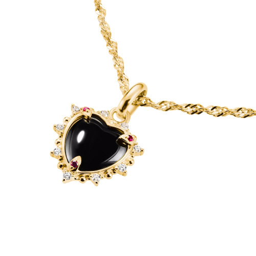 Thomas Sabo Heart Connected Charm | 18ct Yellow Gold Plated | Black
