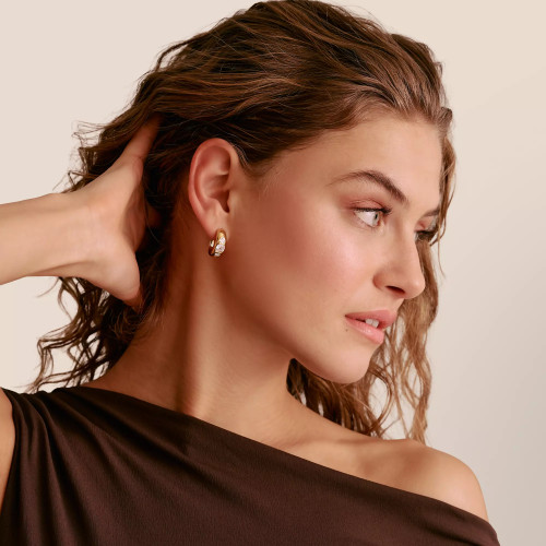 Thomas Sabo Stones Hoop Earrings | 18ct Yellow Gold Plated | Cubic Zirconia