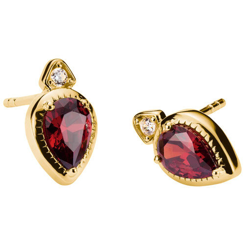 Thomas Sabo Red Teardrop Stud Earrings | Garnet | 18ct Yellow Gold Plated